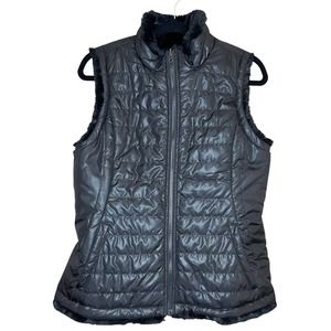 Nicole Miller reversible black puffer / faux fur vest (size M)